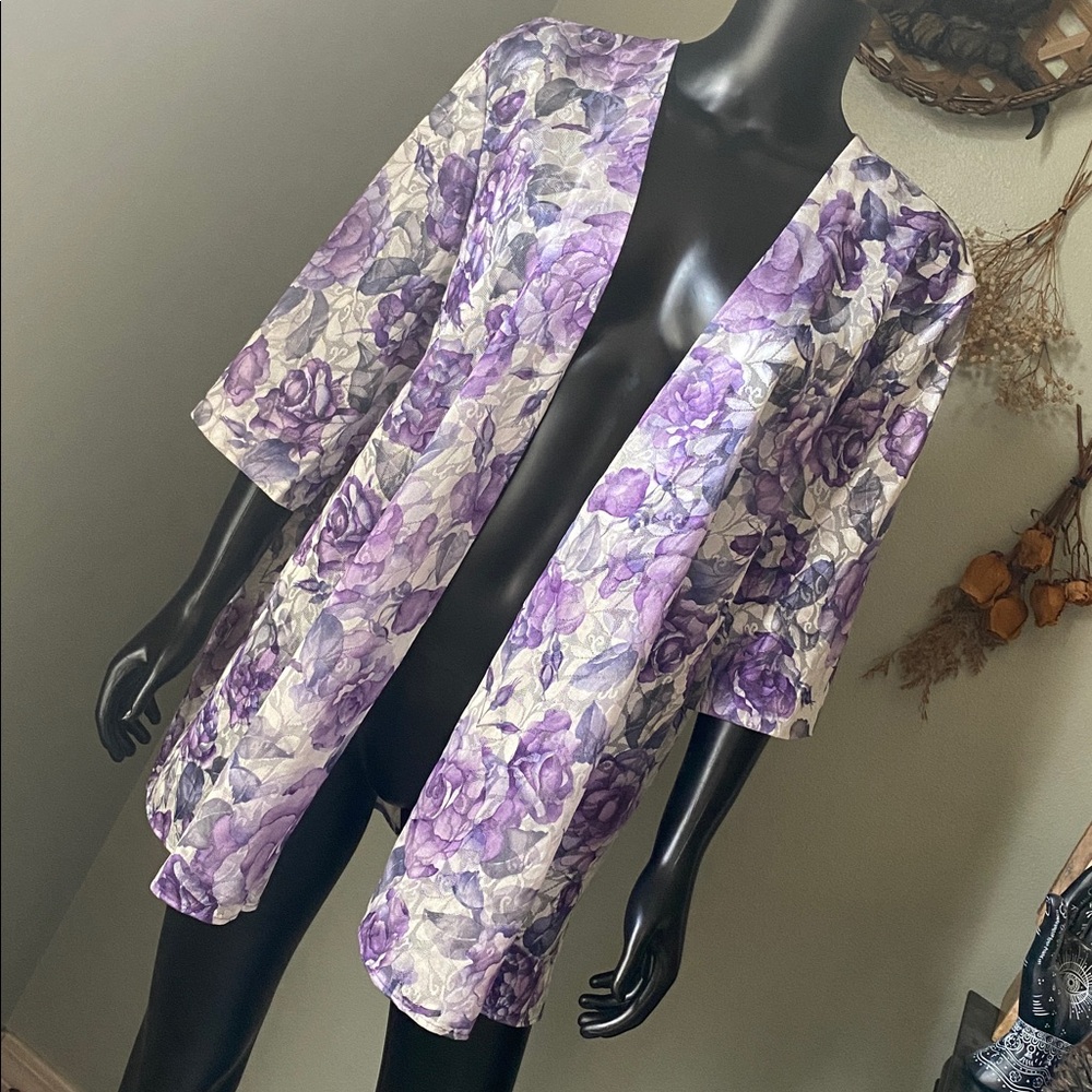 VINTAGE Anthony Richards Lavender Floral Sheer Cover-Up
